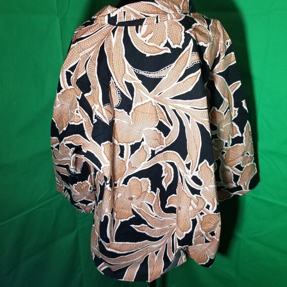 D & Co Womens Black Tan 3/4 Sleeve Blouse Plus Size 2X Retro Office Party - Picture 3 of 6